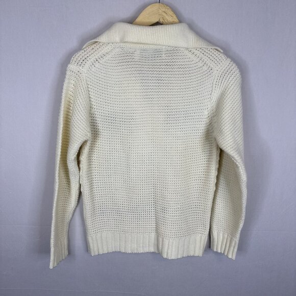 Vintage Hand Knit Floral Nordic Sweater Women’s L Fits S/M Cream Crochet - Picture 6 of 7